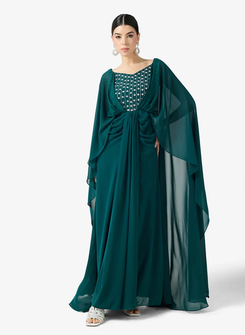 Amelia Rose Cape Sleeve Maxi Dress